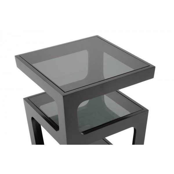 Baxton Studio Clara Black Modern End Table with 3-Tiered Glass Shelves