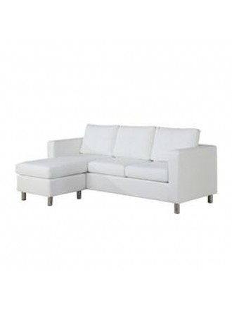 WHITE FAUX LEATHER SECTIONAL SOFA WITH REVERSIBLE CHAISE