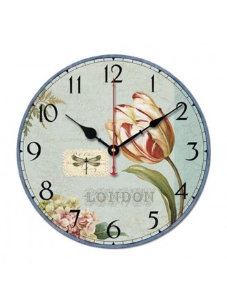 10" Retro Rural Style Wall Clock Silence Decent Decor Hanging Clock, C