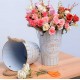 Flower Bucket Flower Shop Home Iron Ornament Dried Flowers Arangement Vase Beige