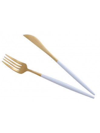Creative Stainless Steel Two-piece Tableware, White And Golden