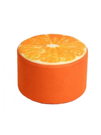 Household Creative Round Stool Sofa Footrest Stools with Detachable Cover, Orange