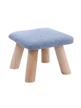 Durable Stool Bench Seat Footstool Fabric Ottoman Detachable Cover, 4 Legs, Light Blue