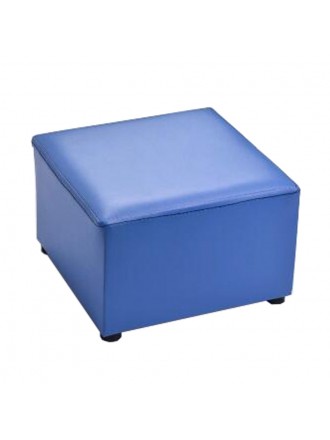 Fashionable Square Faux Leather Modern Small Stool Table Stool Sofa Pier Ottoman Stool, Blue