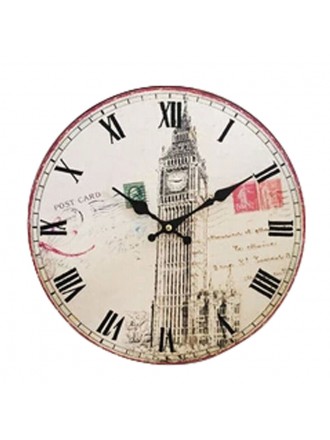 Vintage/Country Style Wooden Silent Round Wall Clocks Decorative Clocks,E