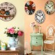 Vintage/Country Style Wooden Silent Round Wall Clocks Decorative Clocks,E
