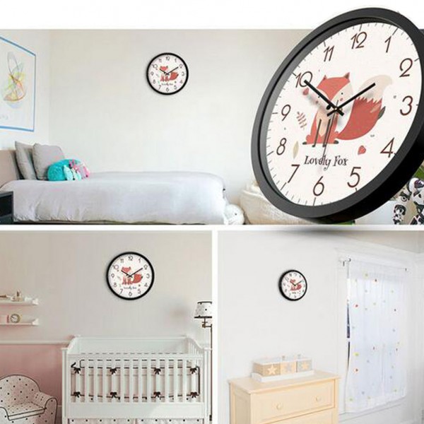 Lovely Cartoon Circular Personality Clock Living Room Decorative Silent Round Wall Clocks, NO.6