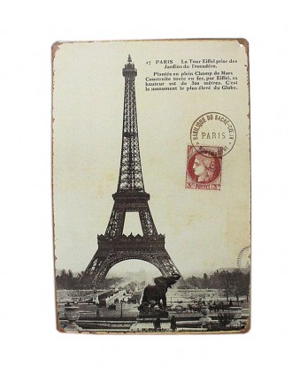 [PARIS] Wall Decoration Tin Metal Drawing Vintage Retro Classic Plaque Prints