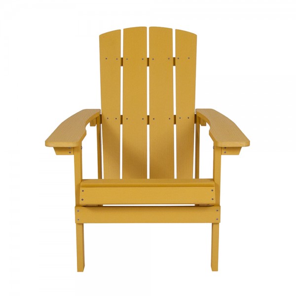 Flash Furniture Charlestown All Weather Patio Adirondack Chair in Yellow Faux Wood