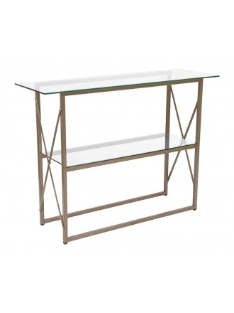 Flash Furniture Mar Vista Collection Glass Console Table with Matte Gold Frame