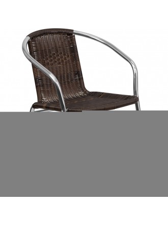 Flash Furniture Aluminum And Dark Brown Rattan Indoor-Outdoor Restaurant Chair
