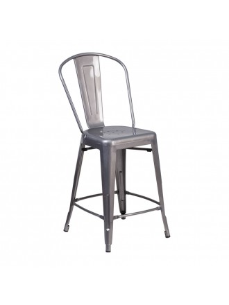 Flash Furniture High Clear Coated Indoor Counter Height Stool with Back 24''