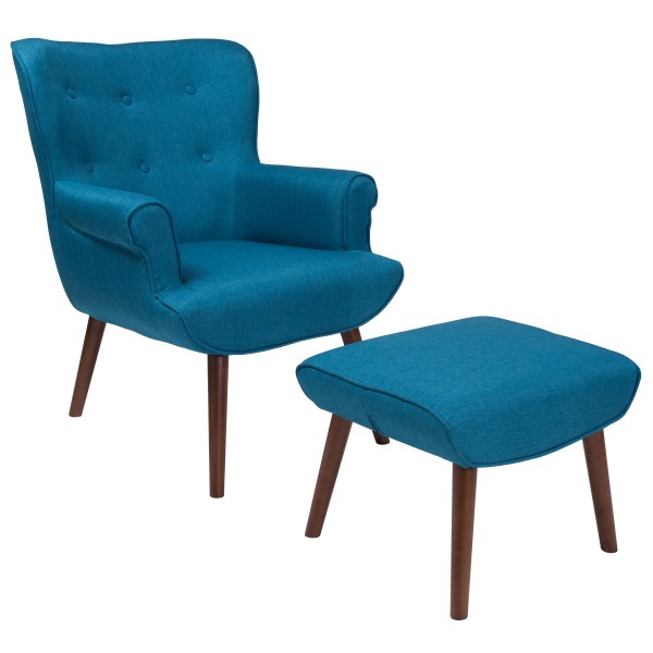 Bayton Upholstered Wingback Chair with Ottoman