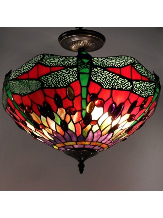 Tiffany-style Dragonfly Ceiling Lamp