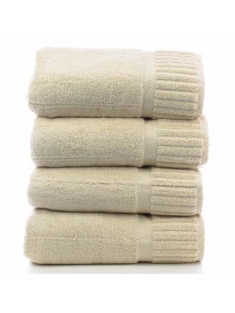 Luxury Hotel & Spa Towel 100% Genuine Turkish Cotton Bath Towels - Beige - Piano  - Set of 4