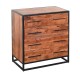 Handmade Dresser with Live Edge Design 4 Drawers, Brown and Black