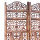 Handcrafted 3 Panel Mango Wood Screen with Cutout Filigree Carvings, Brown