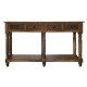Traditional Wooden Console Table with 4 Drawers and Turned Legs, Brown