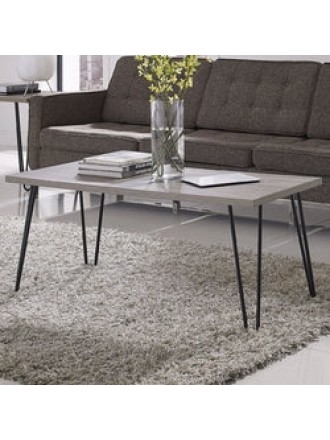 Modern Classic Vintage Style Coffee Table with Wood Top and Metal Legs