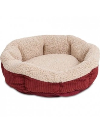 19.5-inch Round Red Heat Reflecting Pet Bed Small Dog or Cat - Machine Washable