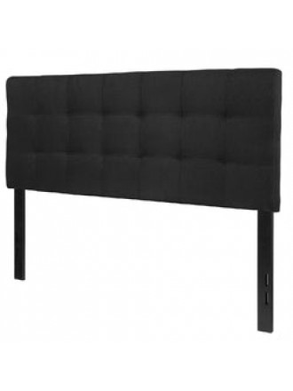 Full size Modern Box-Stitch Black Fabric Upholstered Headboard