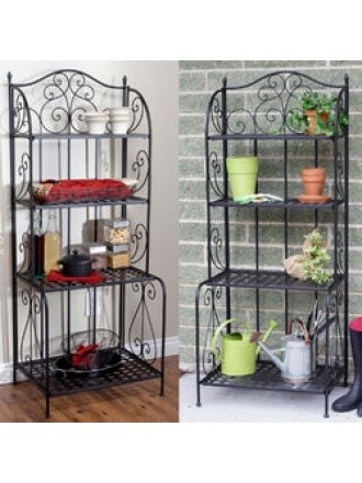 Indoor / Outdoor  Folding Metal Bakers Rack Plant Stand with 4 Shelves