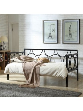 Twin size Contemporary Black Metal Daybed with Metal Support Slats
