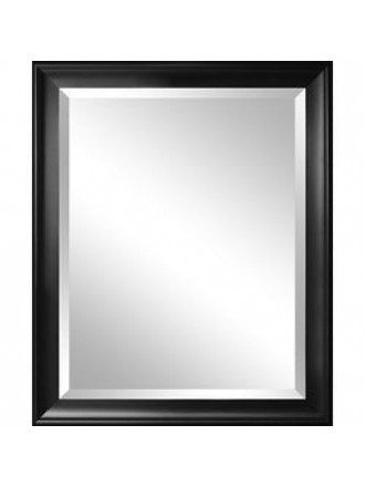 Beveled Glass Bathroom Wall Mirror with Black Frame - 34 x 28 inch