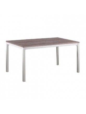 Modern Dining Table with Grey Chrome Frame and Wooden Top