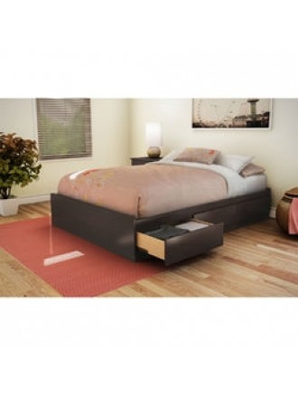 Full size Modern Storage Bed with 3 Drawers in Chocolate Finish