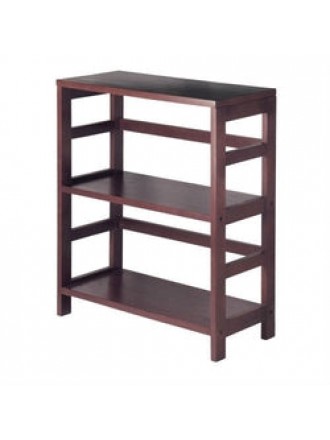 Contemporary 3-Tier Bookcase Storage Shelf in Espresso Wood Finish
