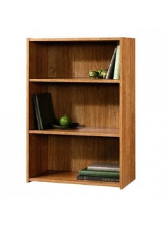 Modern Oak Finish 3-Shelf Bookcase with 2 Adjustable Shelves - Made in USA