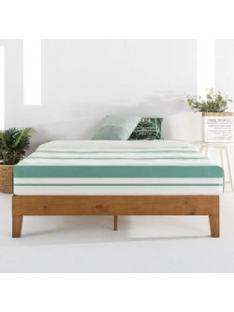 King Modern Classic Solid Wood Slat Platform Bed Frame in Natural Finish