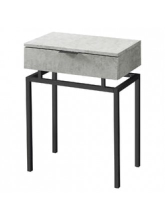 24in Modern End Table 1 Drawer Nightstand Grey with Black Metal Legs
