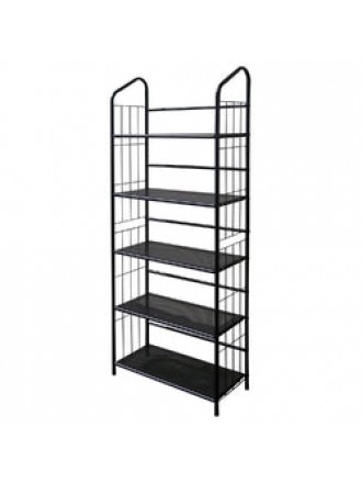 5-Tier Bookcase Storage Shelves Rack in Black Metal