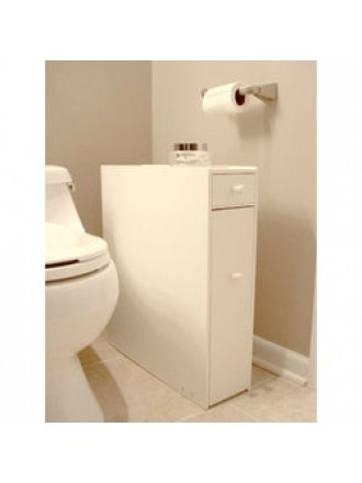 Space Saving Bathroom Floor Cabinet in White Wood Finish