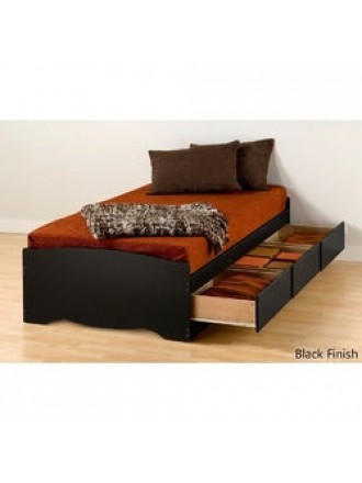 Twin XL Platform Bed Frame with 3 Storage Drawers in Black
