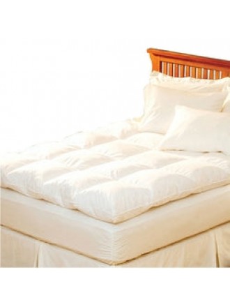 Queen size Feather Bed Topper with 100-Percent Cotton Quilted Baffle Box Design
