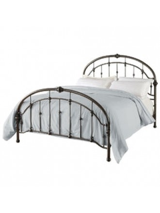 Queen Metal Bed in Antique Bronze Pewter Finish with Headboard and Footboard