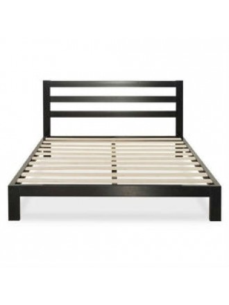 Queen Heavy Duty Metal Platform Bed Frame with Headboard and Wood Slats