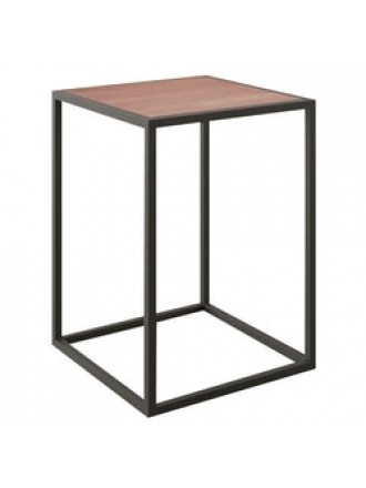 Modern Wood Top Black Metal Frame End Table Nightstand