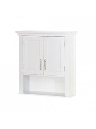 White Bathroom Wall Cabinet Cupboard with Open Shelf