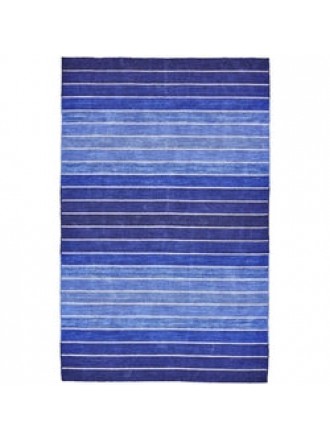 4' X 6' Striped Hand-Tufted Wool/Cotton Blue Area Rug