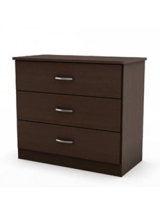 Modern Bedroom Storage Chest 3-Drawer Dresser in Dark Brown Chocolate Finish