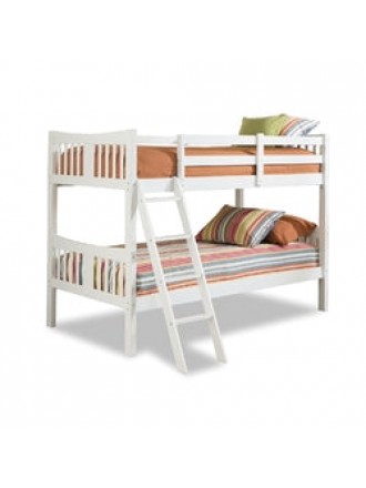 Twin over Twin size Solid Wood Bunk Bed Frame in White Finish