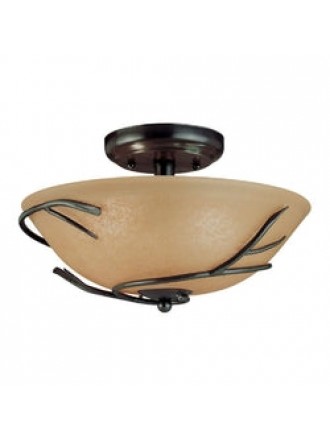 Round 12-inch Semi Flush Mount Ceiling Light with Twig Accent