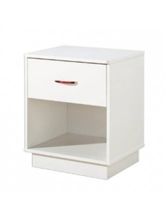1-Drawer Nightstand with Open Compartment in White Finish