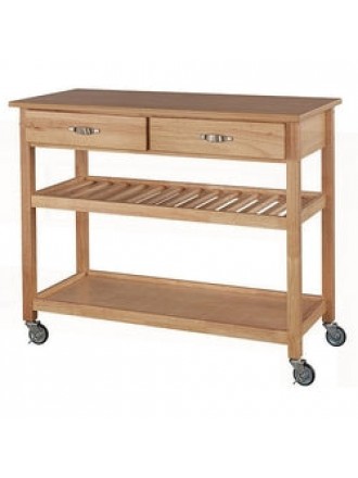 Solid Wood Kitchen Cart with Heavy Duty Casters