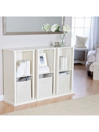 Modern Stacking Storage Unit Vertical Bookcase Bookshelf in Vanilla White Finish