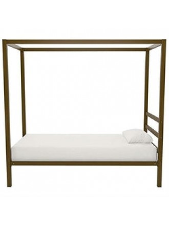 Twin size Modern Steel Canopy Bed Frame in Gold Metal Finish